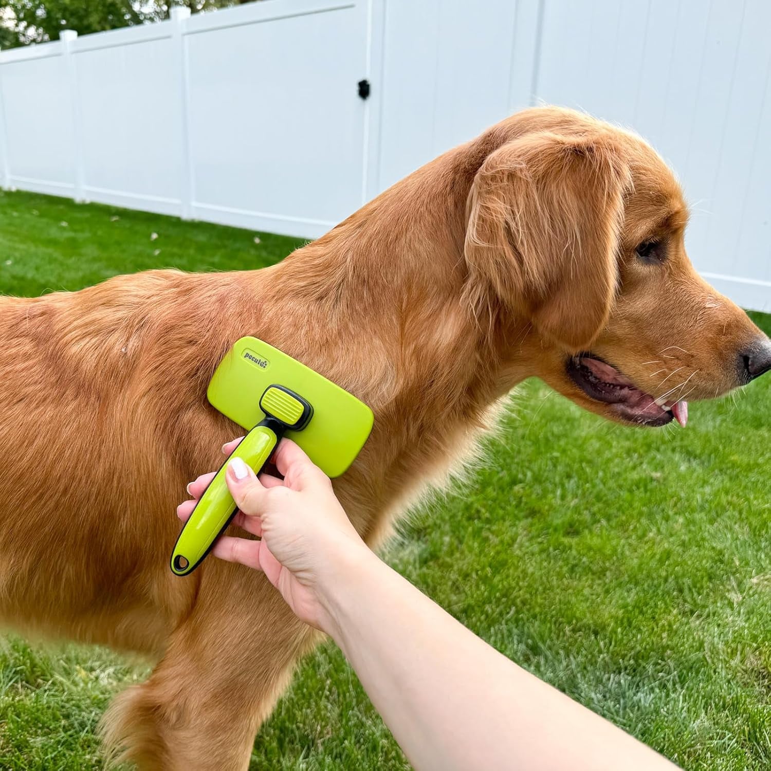 Skin Friendly Self-Cleaning Slicker Brush for Dog & Cat Shedding Season, Lightweight Undercoat Hair Removal Dog Brush Cat Brush for White-Coated, Long, Thick & Double-Coated Large Dogs