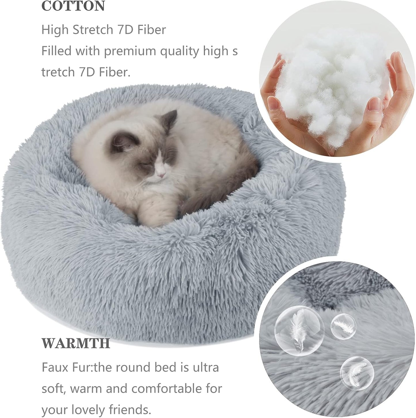 Fluffy Dog Bed Small Size Dog Washable - Plush Cat Beds for Indoor Cats or Puppy,23 Inches anti Anxiety Pet Bed for Joint-Relief and Deep Sleep