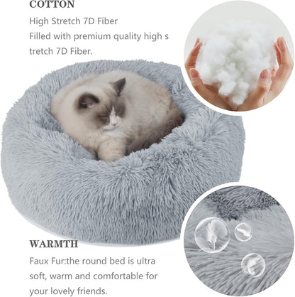 Fluffy Dog Bed Small Size Dog Washable - Plush Cat Beds for Indoor Cats or Puppy,23 Inches anti Anxiety Pet Bed for Joint-Relief and Deep Sleep