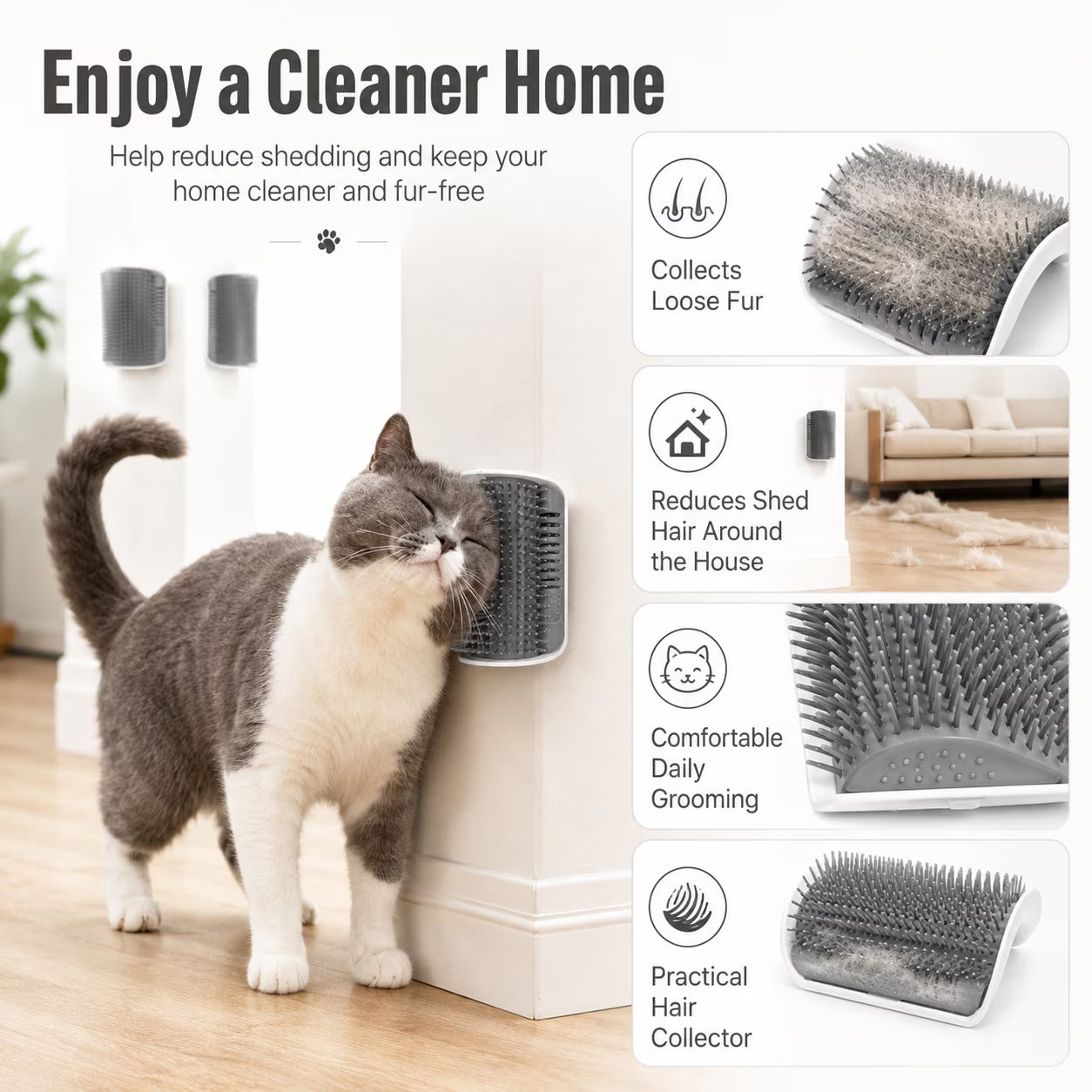 4Pcs Cat Brush Cat Corner Self Groomer Softer Pet Wall Corner Massage Comb Corner Scratcher Pet Grooming Brush Comb Grooming