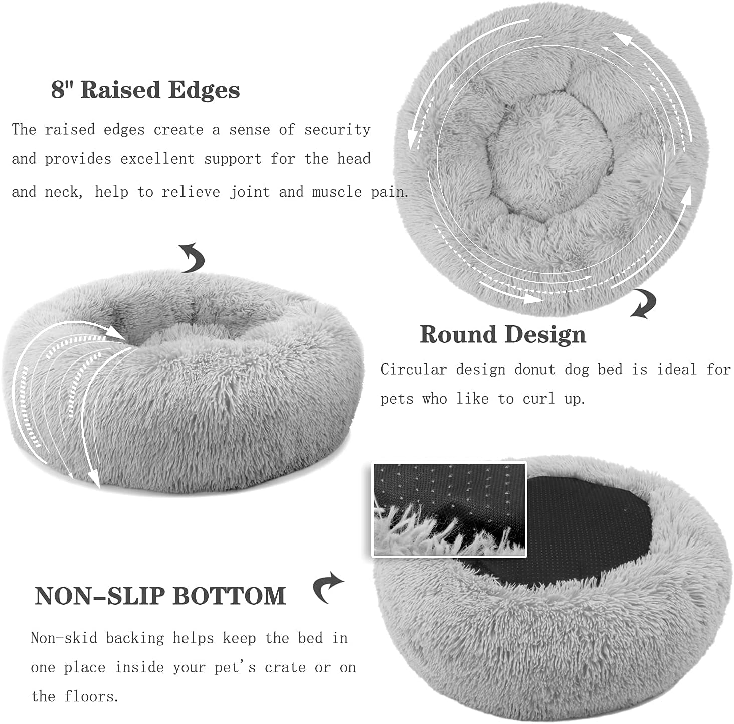 Fluffy Dog Bed Small Size Dog Washable - Plush Cat Beds for Indoor Cats or Puppy,23 Inches anti Anxiety Pet Bed for Joint-Relief and Deep Sleep