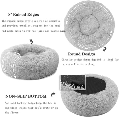 Fluffy Dog Bed Small Size Dog Washable - Plush Cat Beds for Indoor Cats or Puppy,23 Inches anti Anxiety Pet Bed for Joint-Relief and Deep Sleep